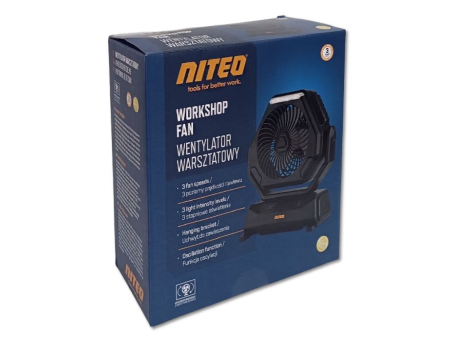 Wiatrak - Wentylator warsztatowy akumulatorowy - Czarny