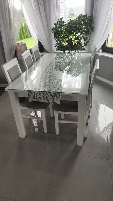 Stół biały lakierowany+krzesła 6 szt
