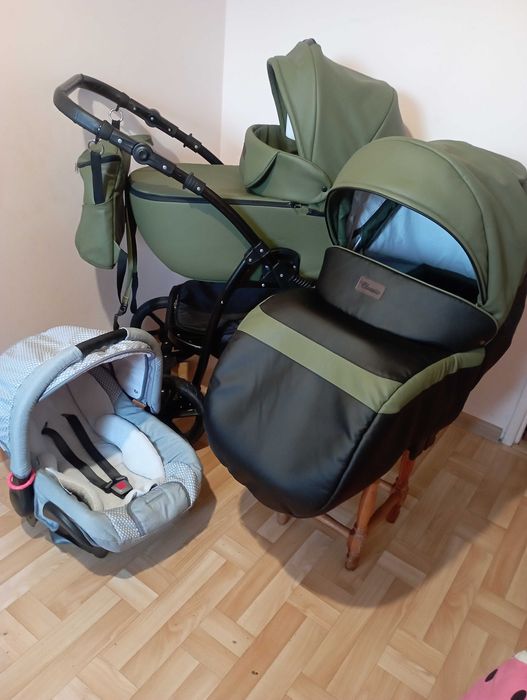 Wózek 3w1 Viktoria Gold - oliwkowy