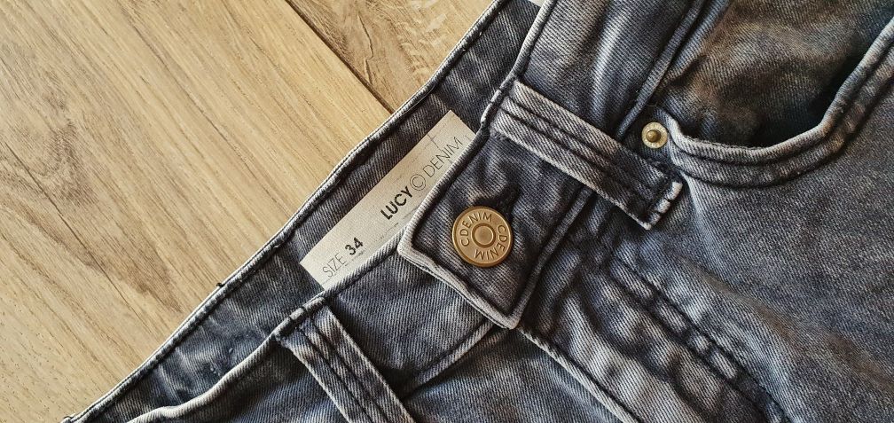 Spodenki damskie z wysokim stanem szare lucy denim 34 xs jak nowe