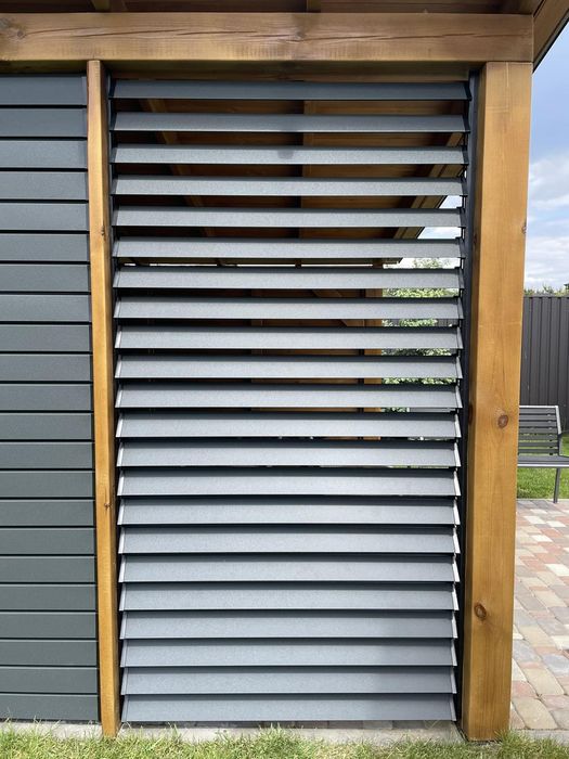 Садові жалюзі київ дерев'яні жалюзі тераси бесідка металеві жалюзі