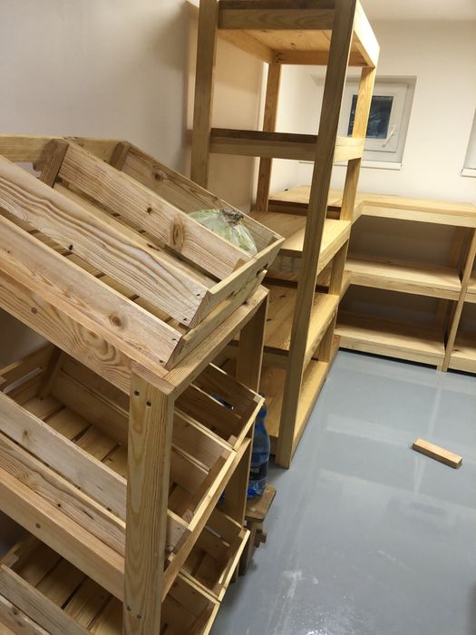 Regał półki drewniany na słoiki z progiem 2mx1m garaż spiżarnia