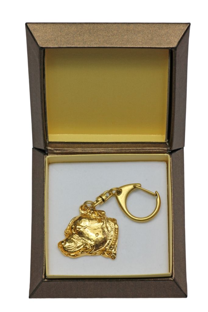 Staffordshire Bull Terrier brelok pozłacany w pudełku Art-Dog