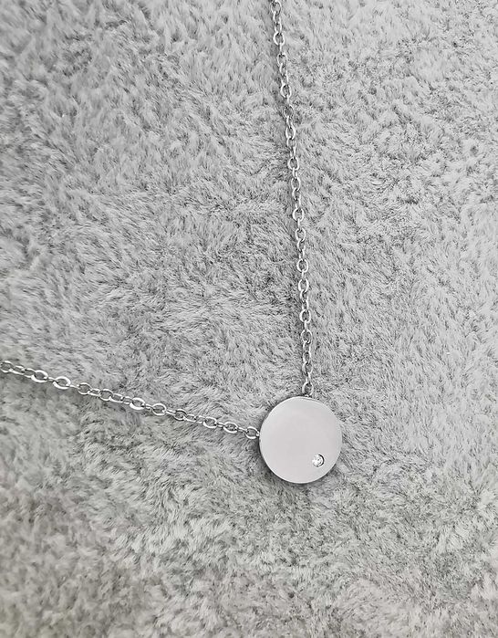 Celebrytka srebrna stal chirurgiczna blaszka z cyrkonią