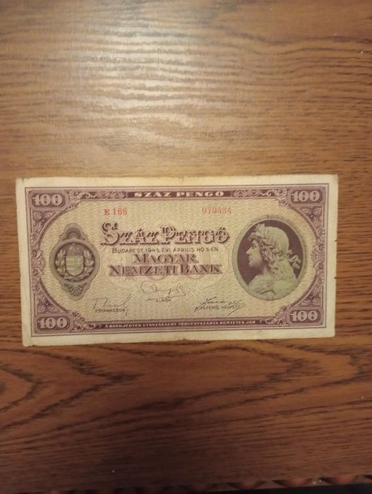 Banknot Węgry 100 Pengo 1945