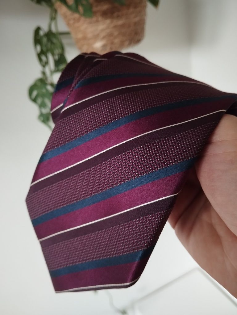 Krawat jedwabny 100% silk, 8,5cm, w paski, Collezione