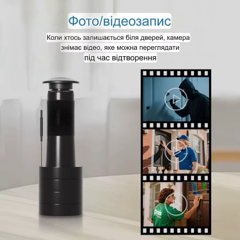 Умный Wi‑Fi дверной глазок с видеокамерой 3MP, 170°, iCSEE Видеоглазок