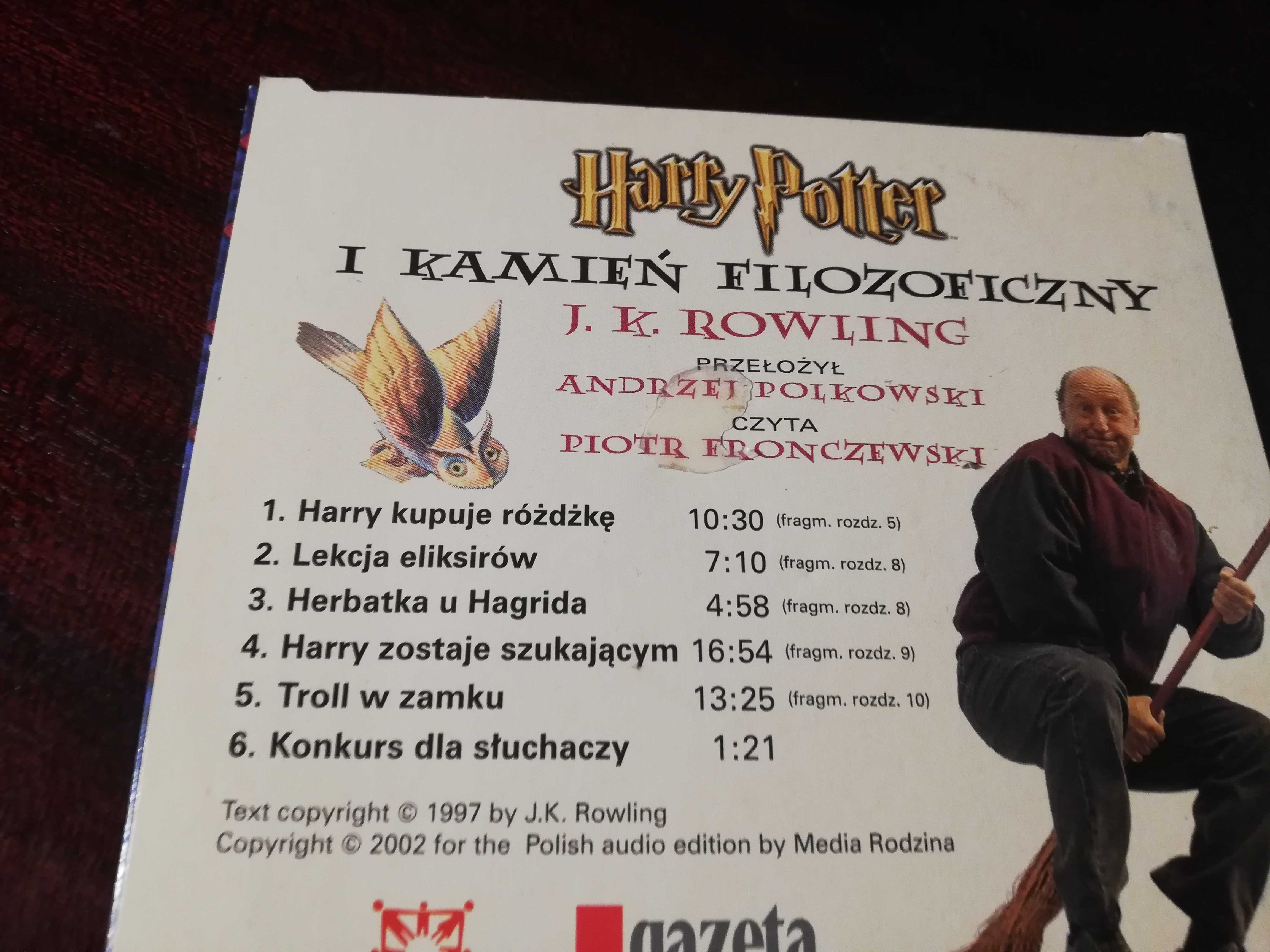 Płyta CD Harry Potter i Kamień Filozoficzny czyta Piotr Fronczewski.