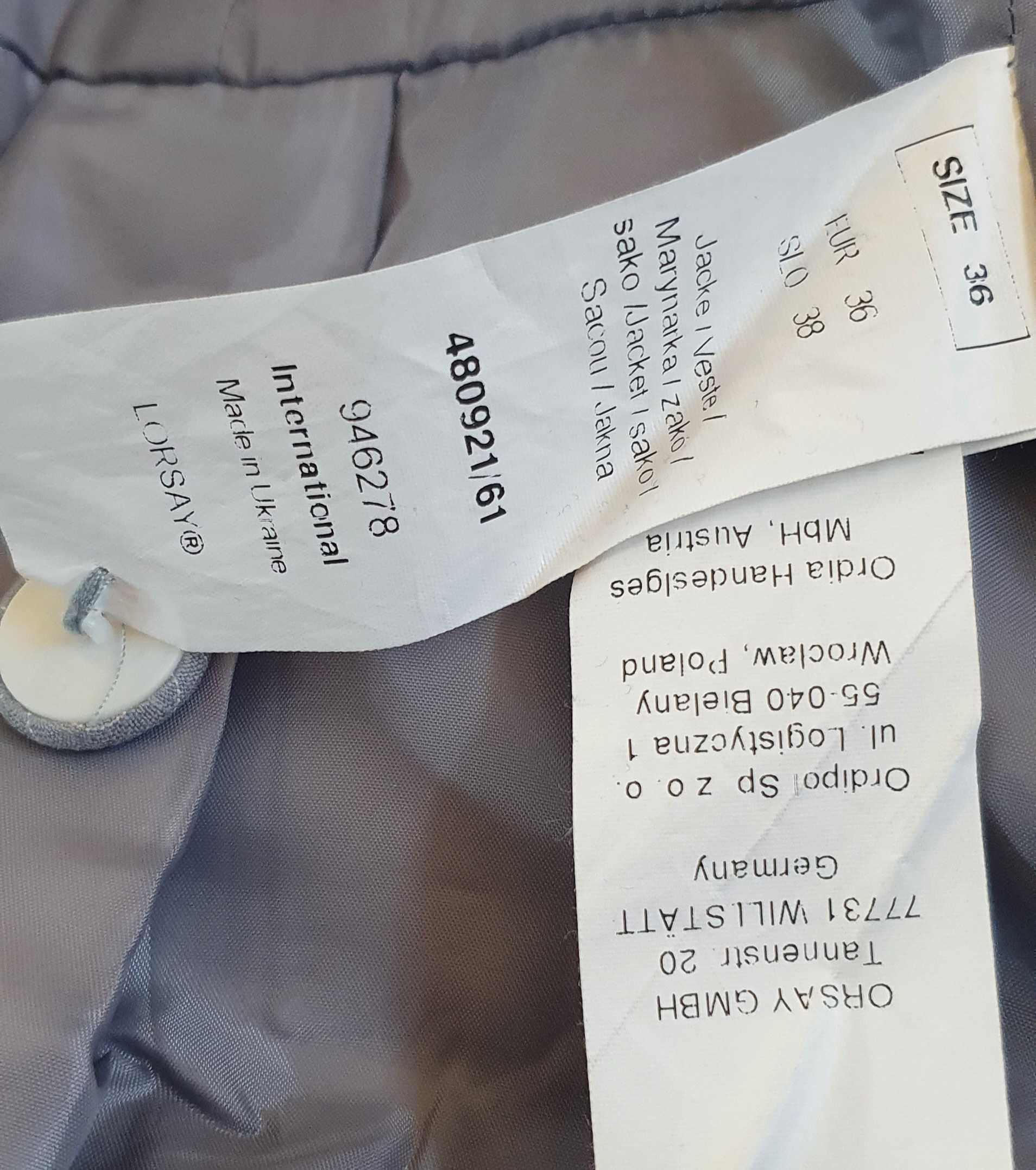 Nowy żakiet marynarka 34 36 38 XS S M ORSAY podszewka 7/8 rękaw
