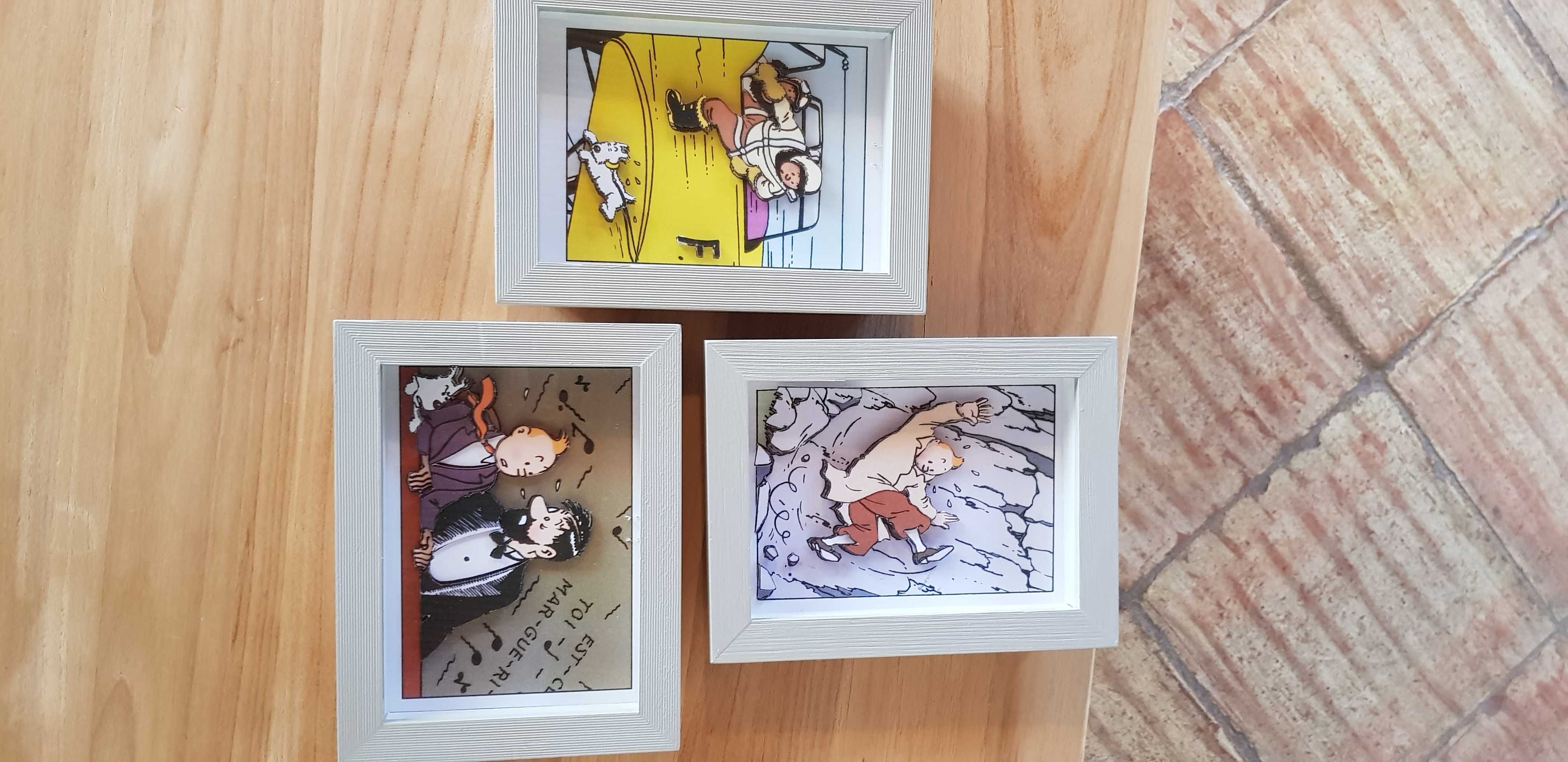 conjunto de 3 quadros 3D Tintin