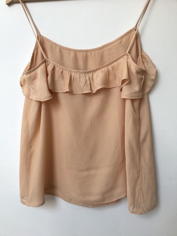 Morelowy top lekki zwiewny z falbanką H&M 36 S