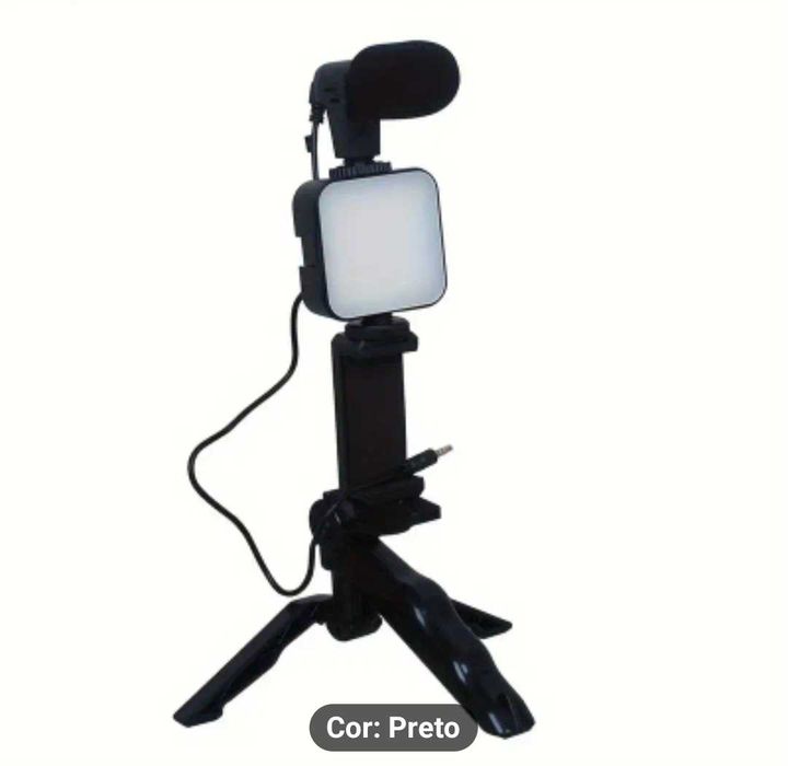 Video - making  Kit  com Microfone/Luz Led/Suporte/Tripé