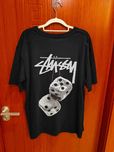 Stussy,Męska czarna koszulka z nadrukiem letnim, rozmiar L
