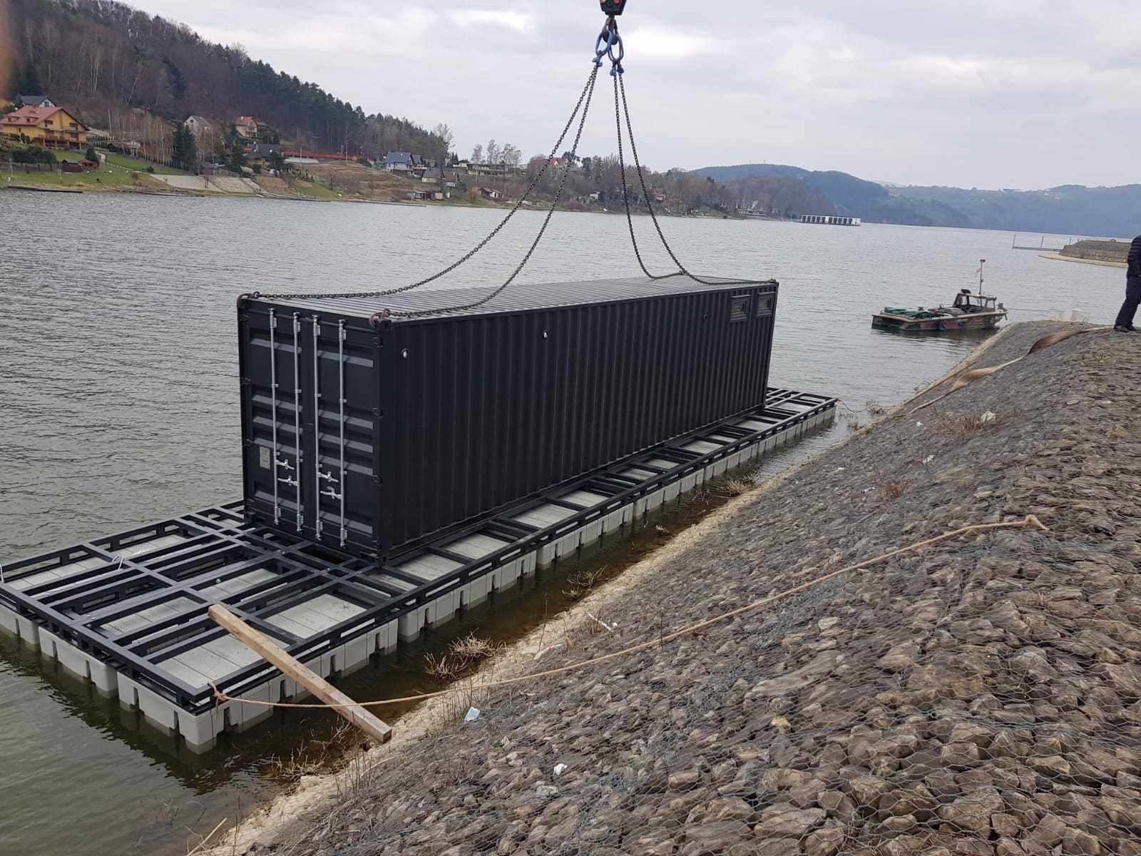 Houseboat Domek Jacht Działka nad jeziorem Platforma Pływająca Pomost