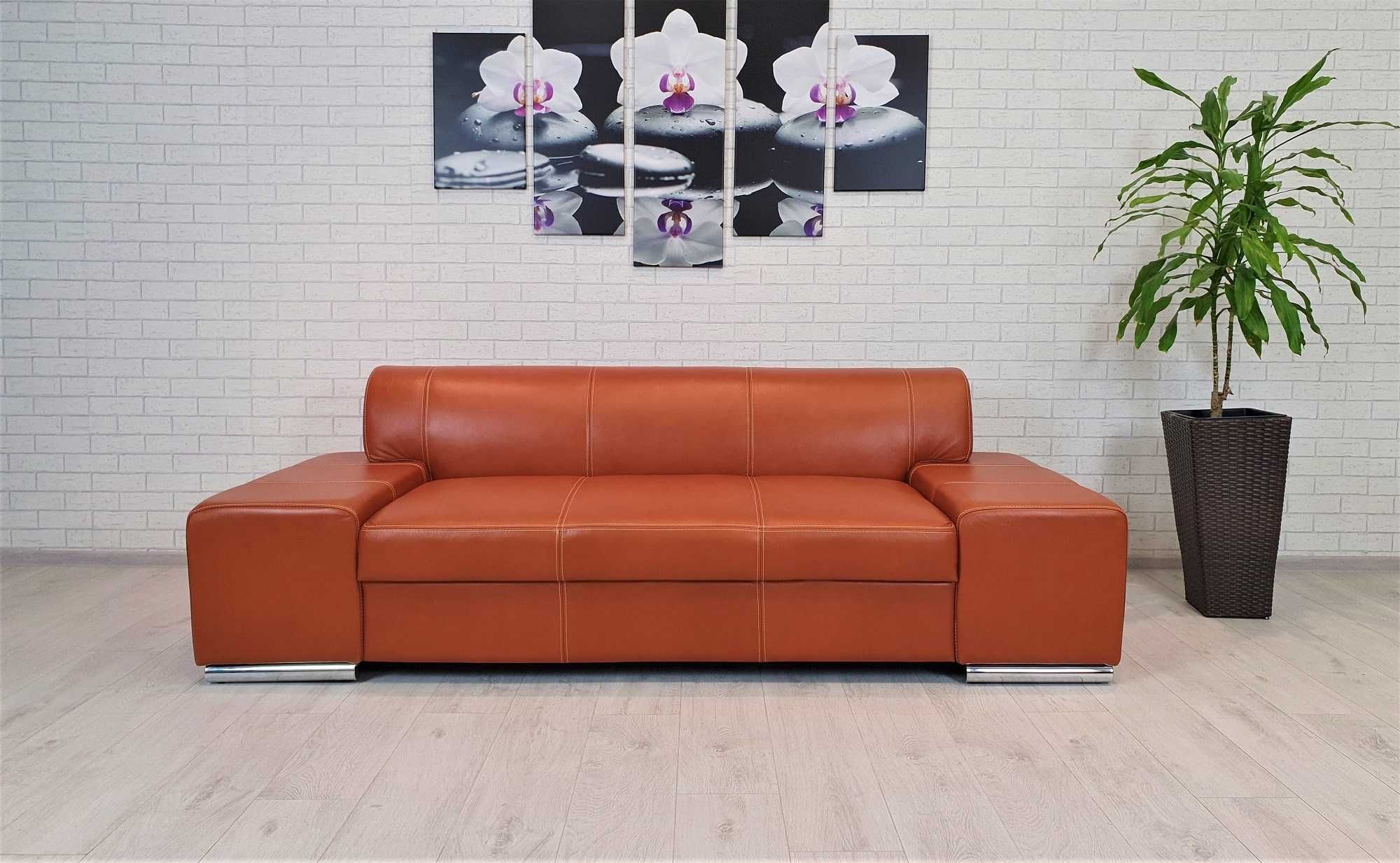 Sofa 3os + fotel ze SKÓRY zestaw skórzany 3+1 skóra naturalna 220cm