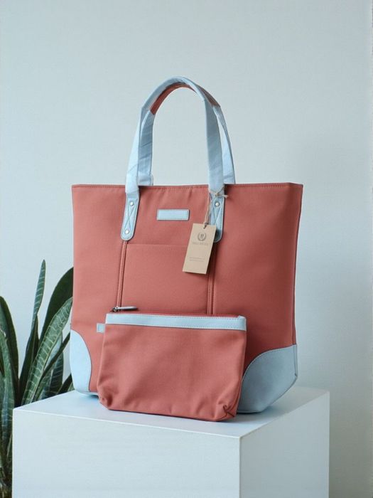 Pomarańczowa shopperka Paolo Peruzzi E-23-OR z kosmetyczką | Wegańska,