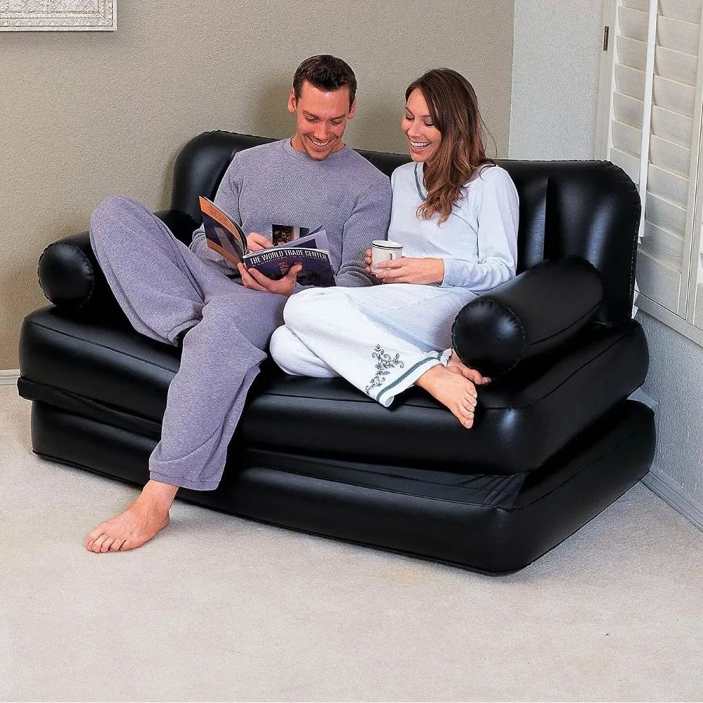 Двуспальный надувной диван трансформер Bestway 75056 с электронасосом