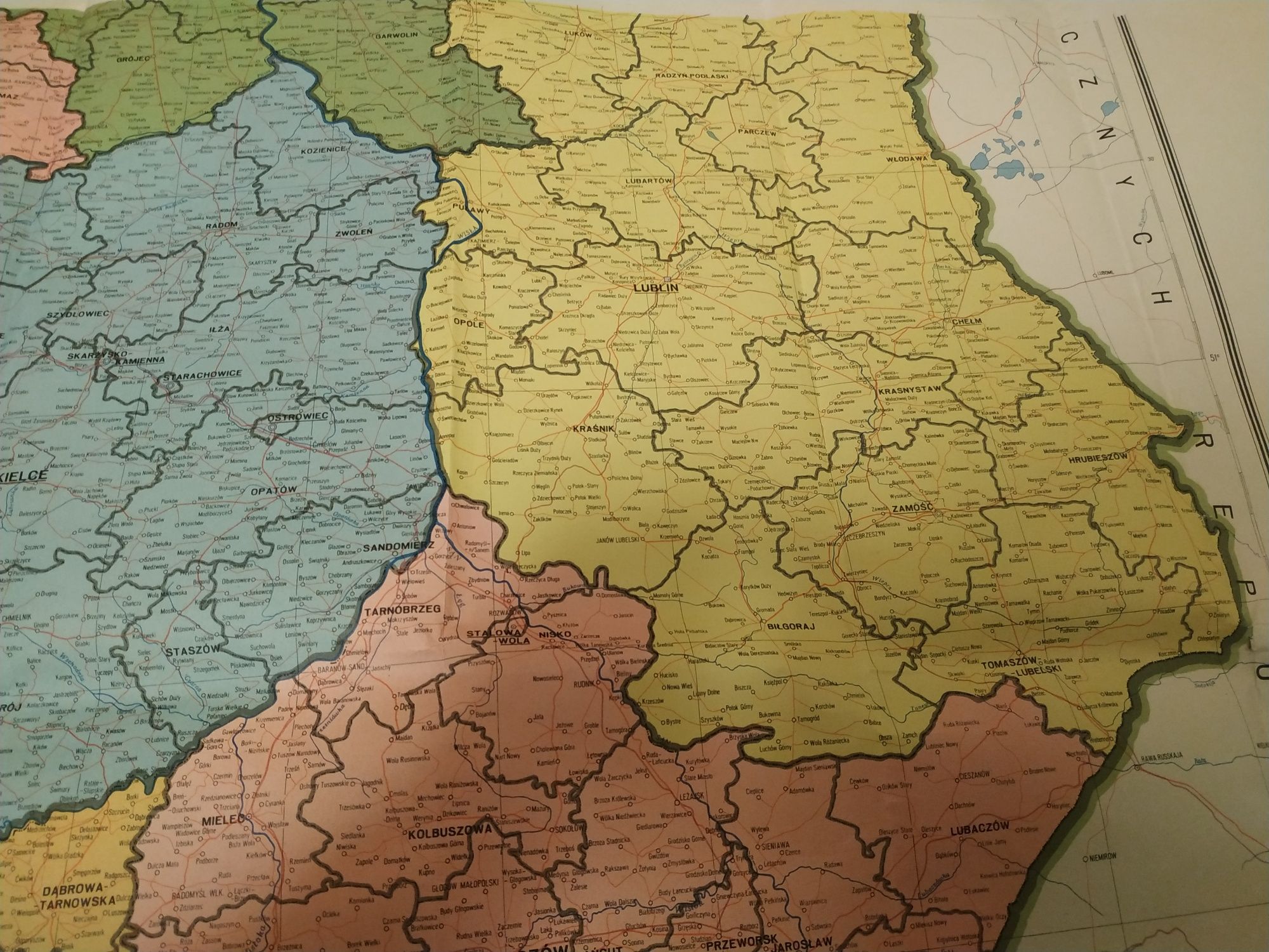 Polska mapa administracyjna Wojskowe Zakłady Kartograficzne 1955r