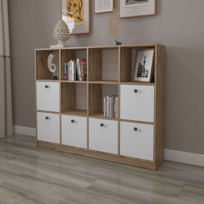 Стелаж "Дафна" Бетон Білий.Меблі дитячої,вітальні.Для іграшок.