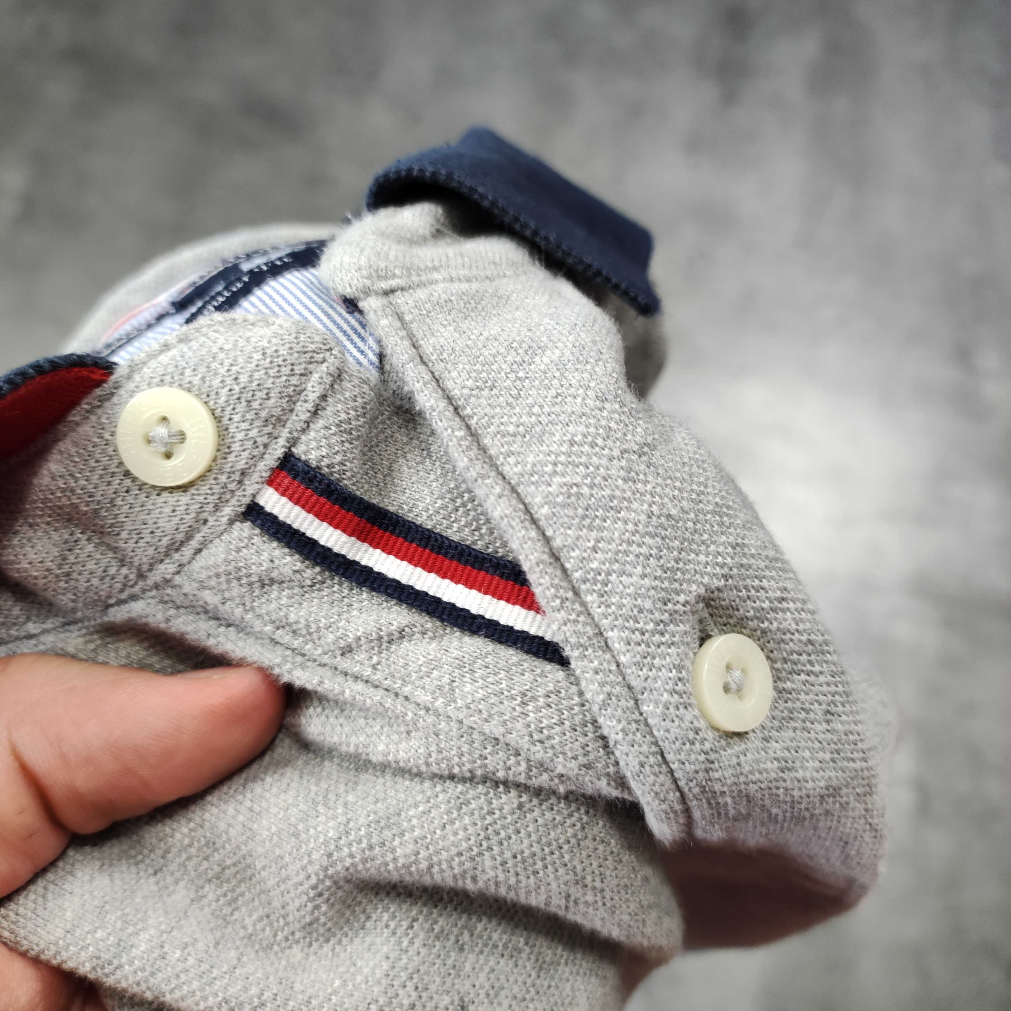 MĘSKA Koszulka PREMIUM Elegancka Polo Kołnierzyk Tommy Hilfiger Szara