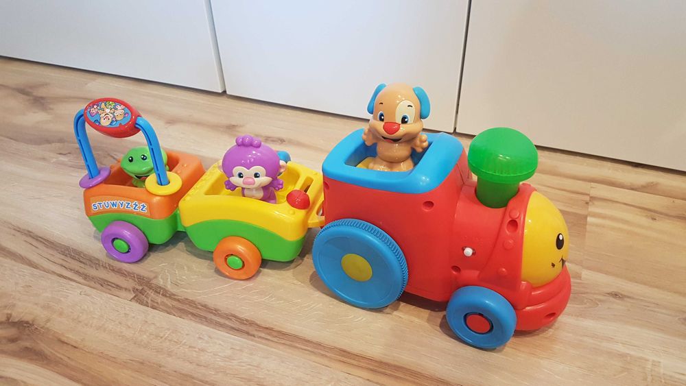 Fisher price pociąg szczeniaczka zabawka interaktywna i edukacyjna