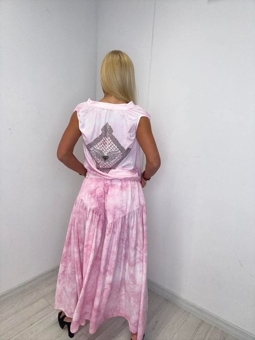 Elegancki komplet spódnica marmurek dwa kolory paparazzi