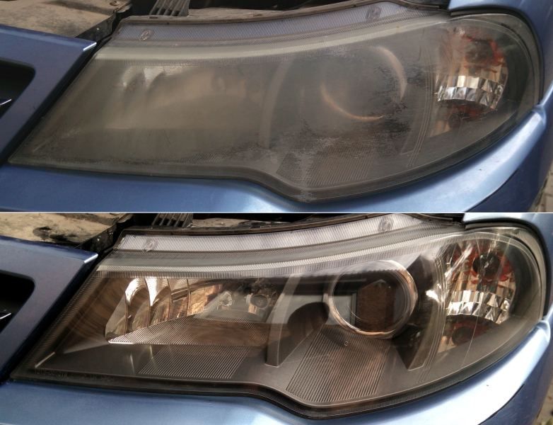 Поліровка, лакіровка вигорівших фар