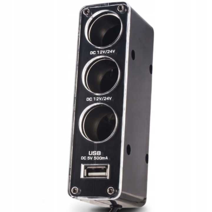 Rozdzielacz gniazda zapalniczki CSS-03 3w1 z USB