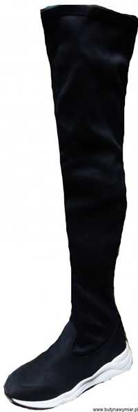 BnW Kozaki czarne z laycry wsuwane koturn 7,8 cm