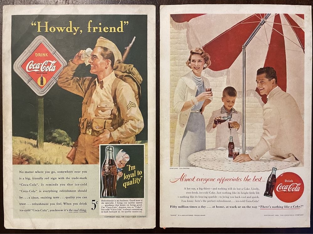 Coca cola oryginalne reklamy z USA ZESTAW