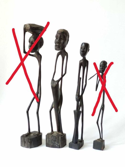 Esculturas estatuetas figuras africanas vintage Angola, em pau preto