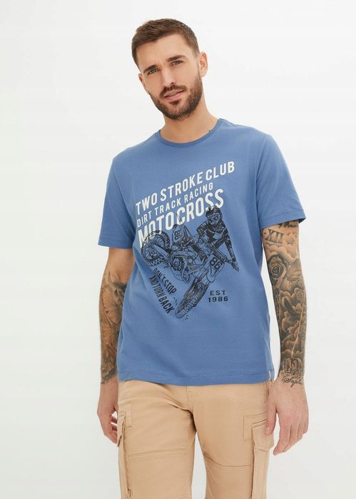 B.P.C t-shirt męski niebieski z nadrukiem L.