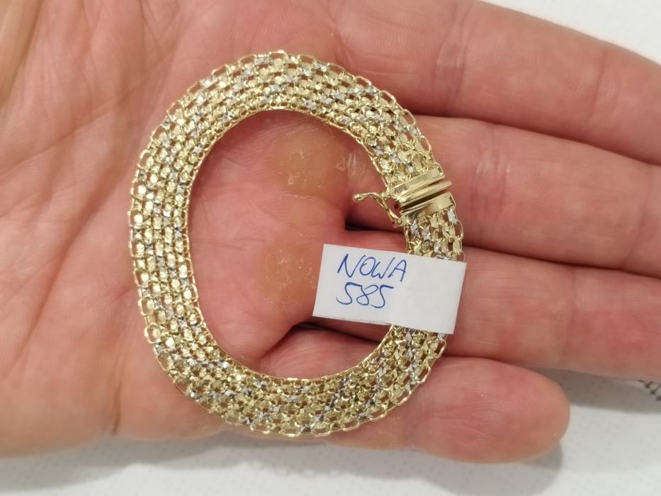 Nowa piękna złota bransoletka 585 14k 10.58gr 18.5cm unikat!!