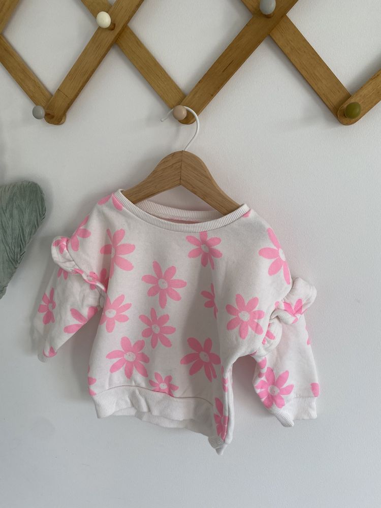 Bluza dunnes stores 74 neonowe kwiaty różowe falbanki jak newbir