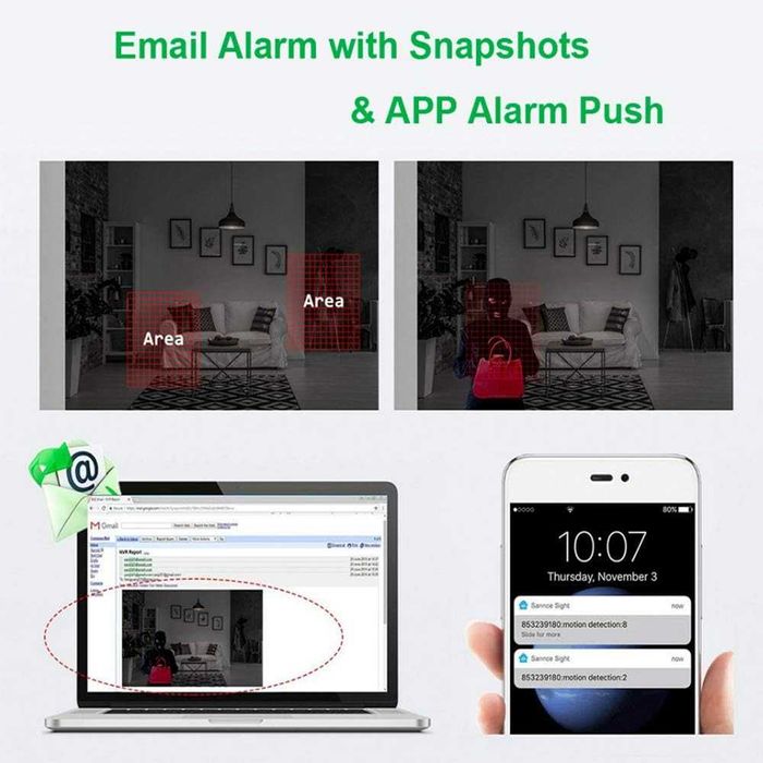 Aottom 8-kanałowy zestaw Wi-Fi MONITORING CCTV 720p 4 kamery nocne NVR