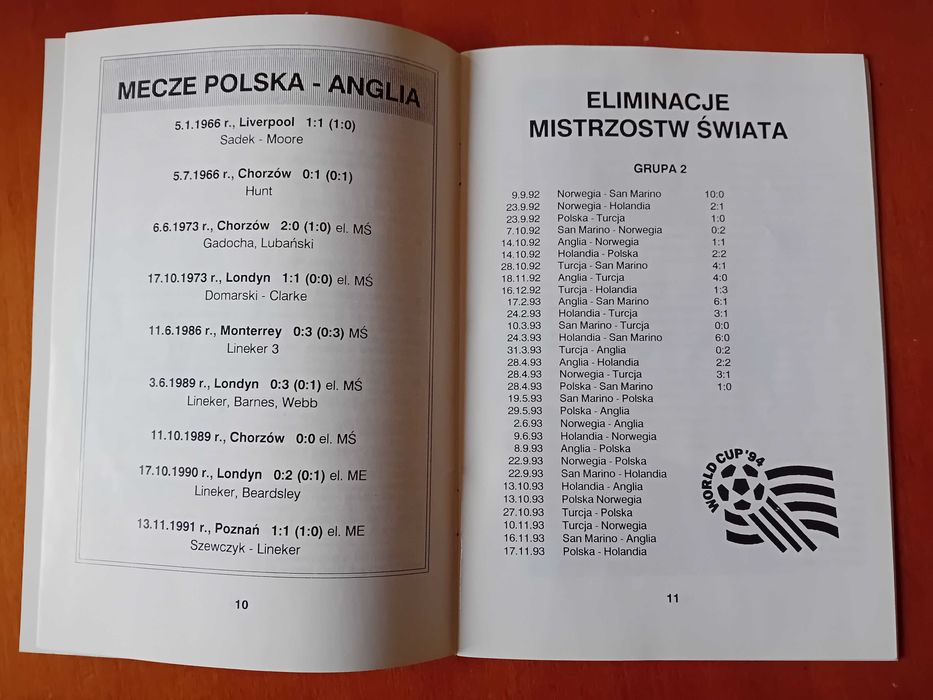 folder reklamowy meczu Polska Anglia eliminacje mś USA '94 fso Polonez