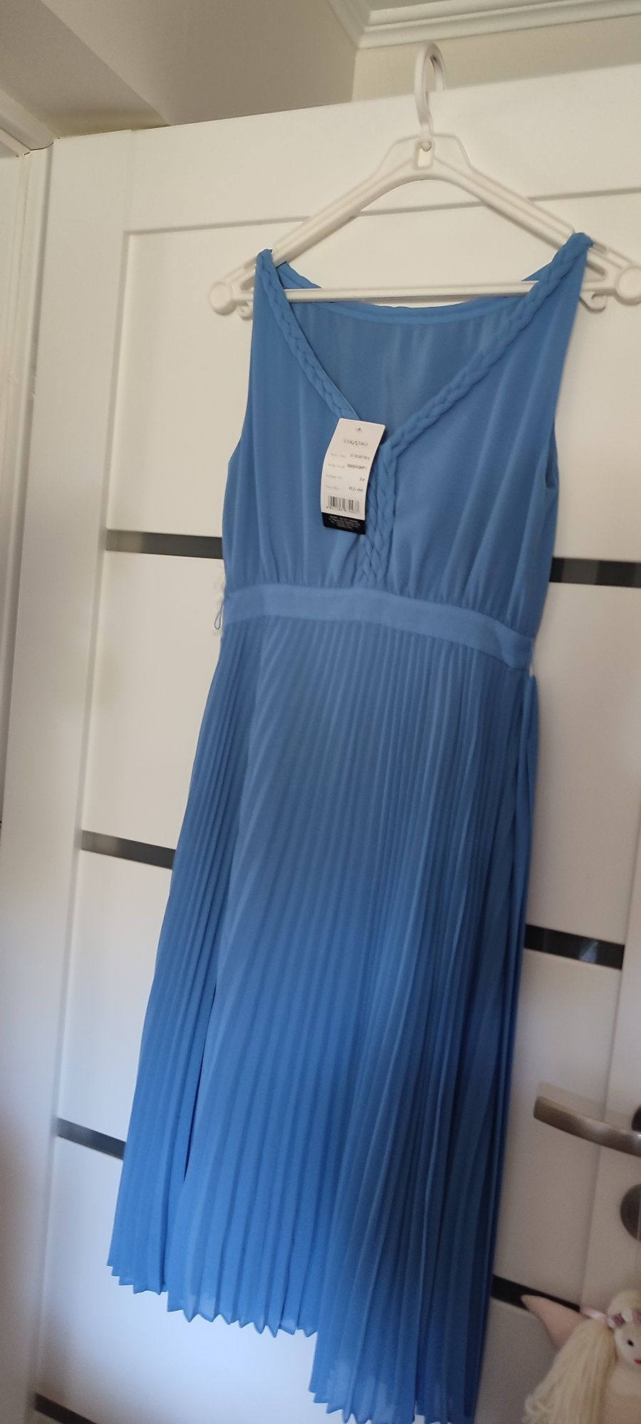 Taranko śliczna niebieska sukienka r.34