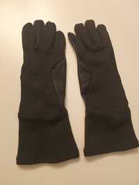 Rękawice 619/MON czarne rękawiczki skórzane bawełniane