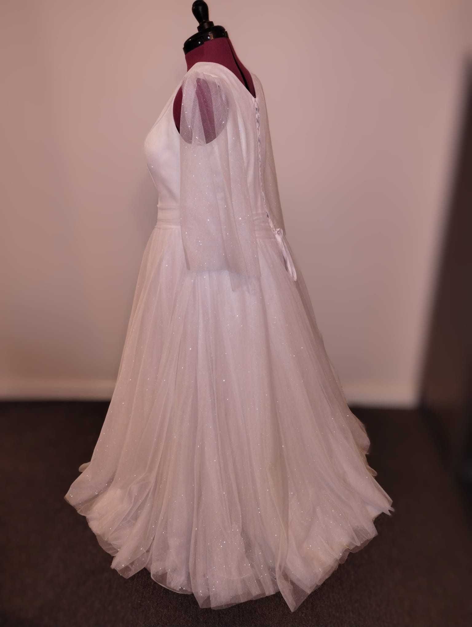 Suknia Ślubna plus size Krój "A" Księżniczka Kwiat Lotosu 48/50