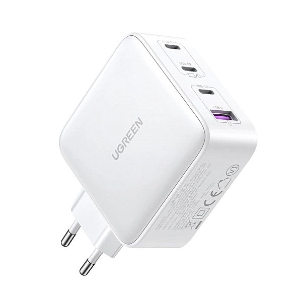 Szybka ładowarka GaN 3xUSB C / USB 100W PPS Ugreen CD226 - biała