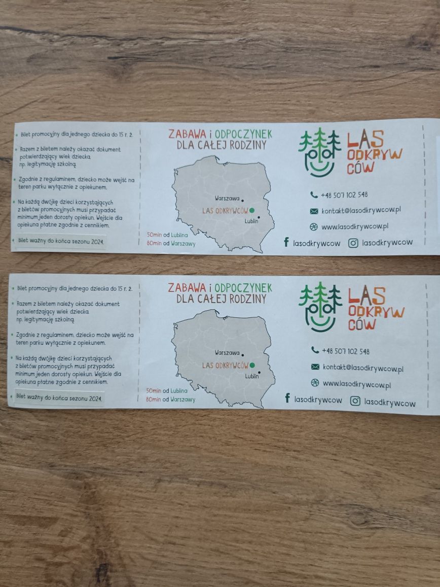 Bilet dla dziecka do 15 r.ż. las odkrywców (Ułęż)/ pomysł na prezent