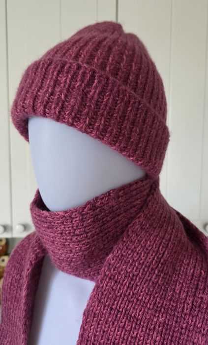 Ciepły komplet handmade czapka szalik wełniany wełna wool ull hatt hat