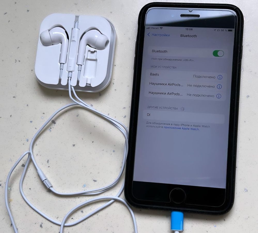 Наушники вакуумные Lightning EarPods Bluetooth iPhone, iPad