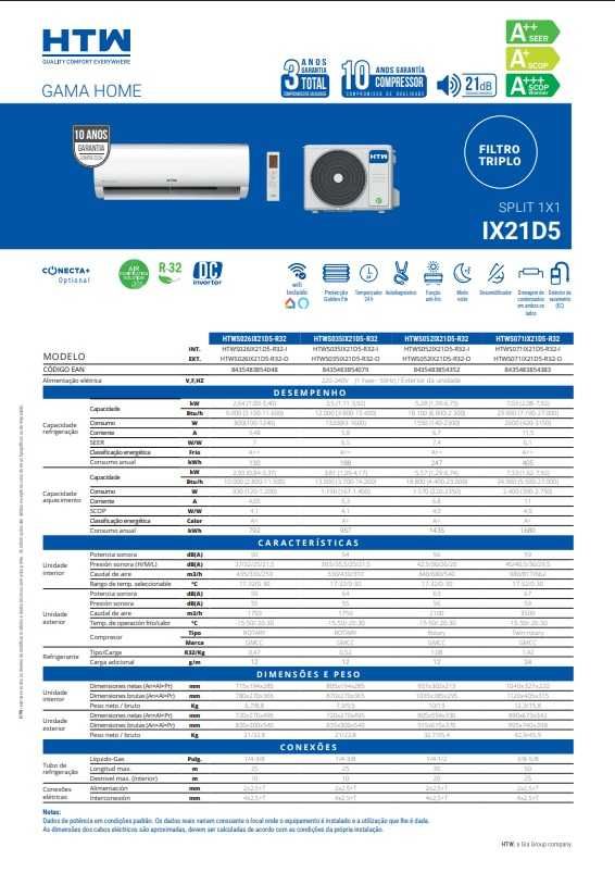Ar Condicionado HTW IX21D5 9000 BTU com WI-FI