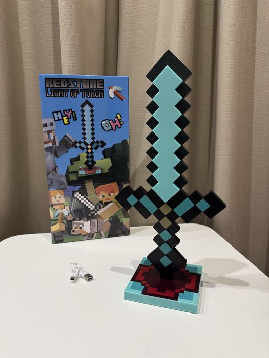Меч діамантовий світловий Minecraft Майнкрафт інтерактивний алмазний
