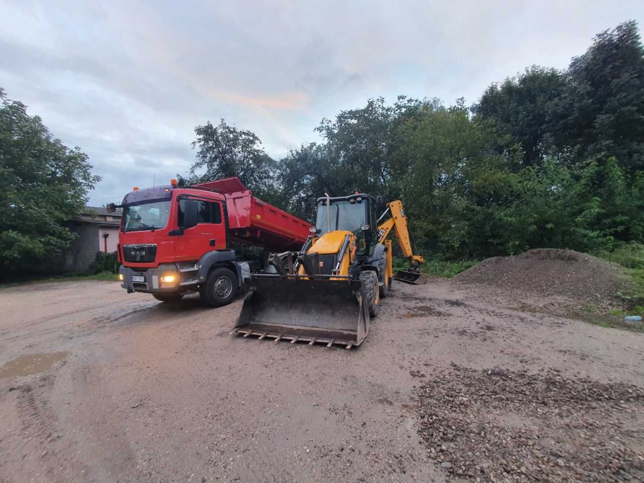 ziemia, piasek Transport wywrotka koparko ładowarka