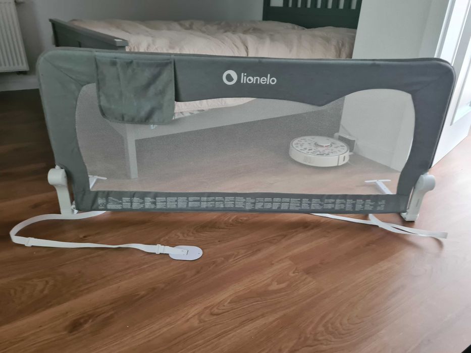 Lionelo barierka bramka ochronna Hanna do łóżeczka 66x150cm szara grey