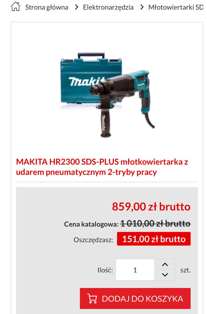 MAKITA HR2300 SDS-PLUS młotkowiertarka z udarem.