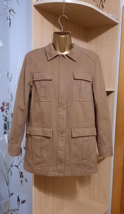 Котонова куртка H&M р. 34 джинсова хакі на блискавці