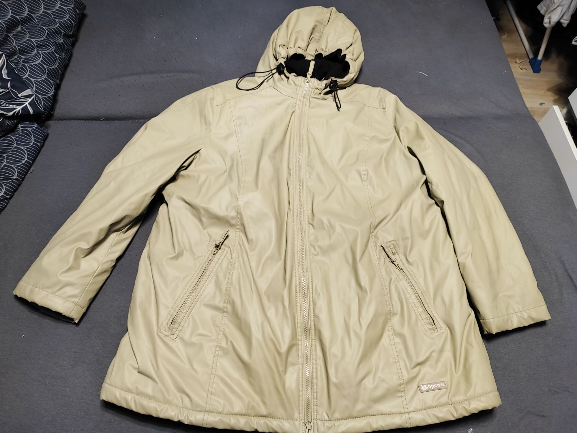 Bonprix kurtka płaszcz wodoodporny wiosenny na polarze ciepły 52